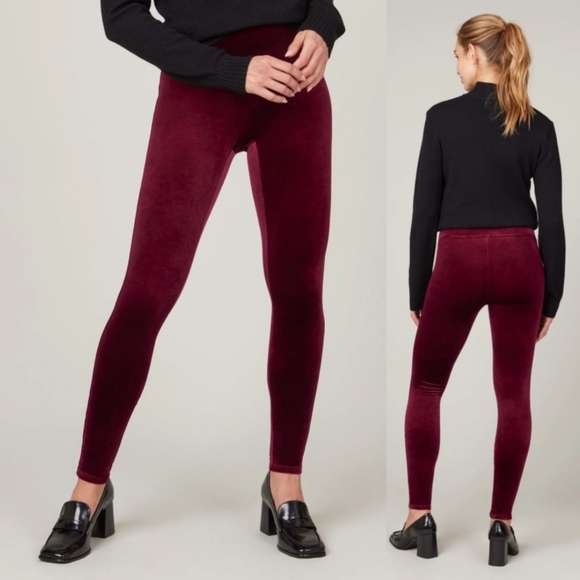 NWT Spanx "Velvet Leggings" Rich Burgundy Maroon Red #2070 | Women's Size S Reg - Picture 1 of 12
